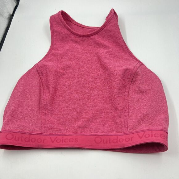 Outdoor Voices Sports Bra Small S Pink Racer back Pullover High Neck - Picture 4 of 6